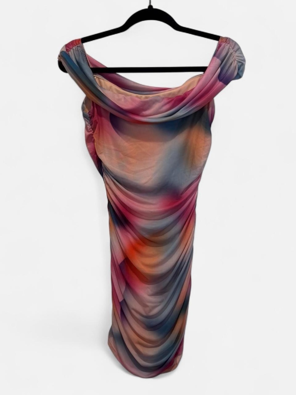 Multicolor Draped Mermaid Bodycon Ruched Dress Medium